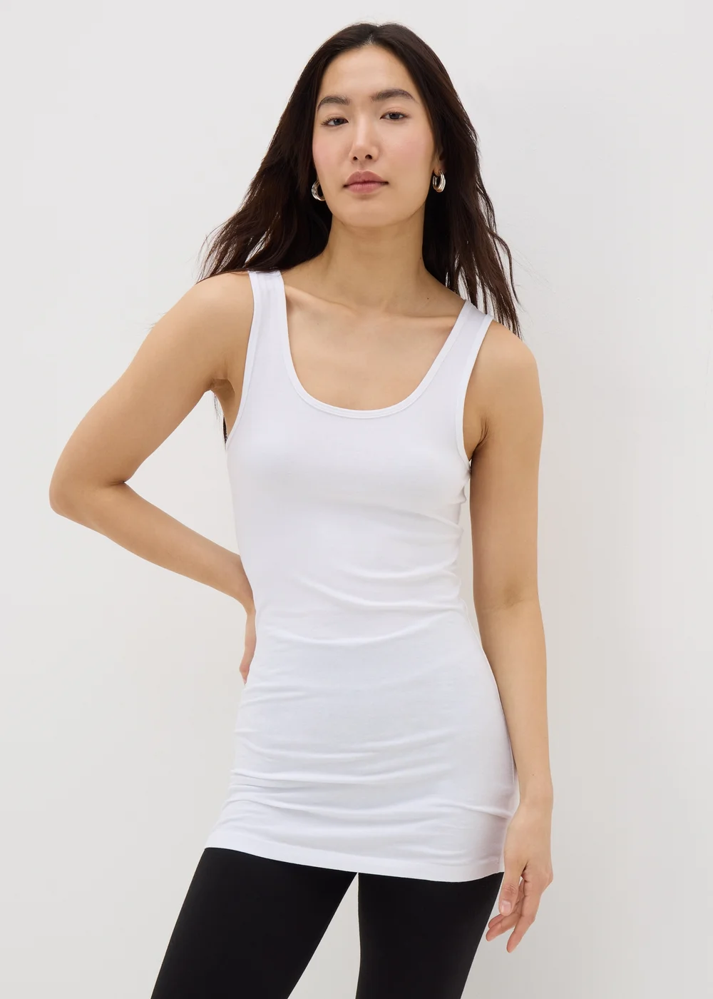 White Essential Longline Vest Top - Size 8 Image 1