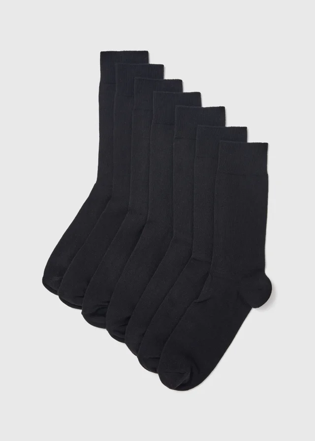 7 Pack Black Cotton Rich Socks