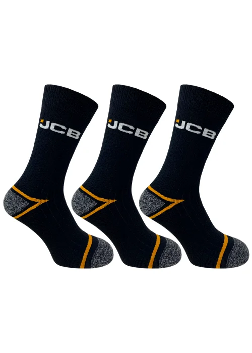 3 Pack JCB Black Work Socks - Sizes 6-11 Image 1