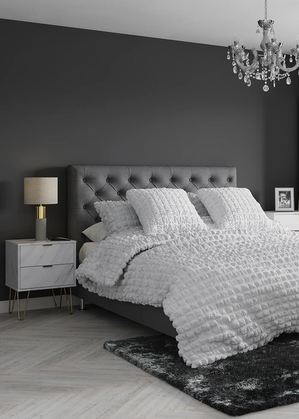 White Cotton Seersucker Duvet Set - Double Image 9