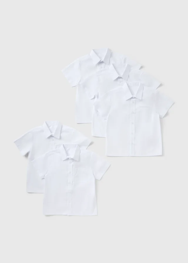 Boys 5 Pack White Short Sleeve School Shirts (4-16yrs)