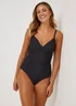 Black Tummy Control Wrap Front Swimsuit - Size 10 Image 1