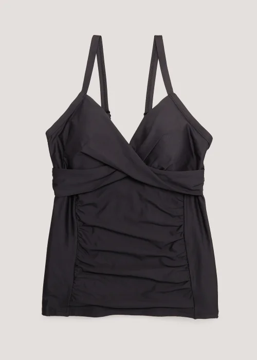 Black Tummy Control Wrap Front Tankini Top - Size 10 Image 4