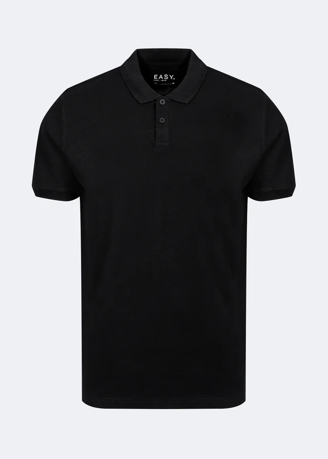 Black Essential Pique Polo Shirt