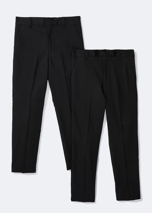 Boys 2 Pack Black Skinny Fit School Trousers (6-16yrs)