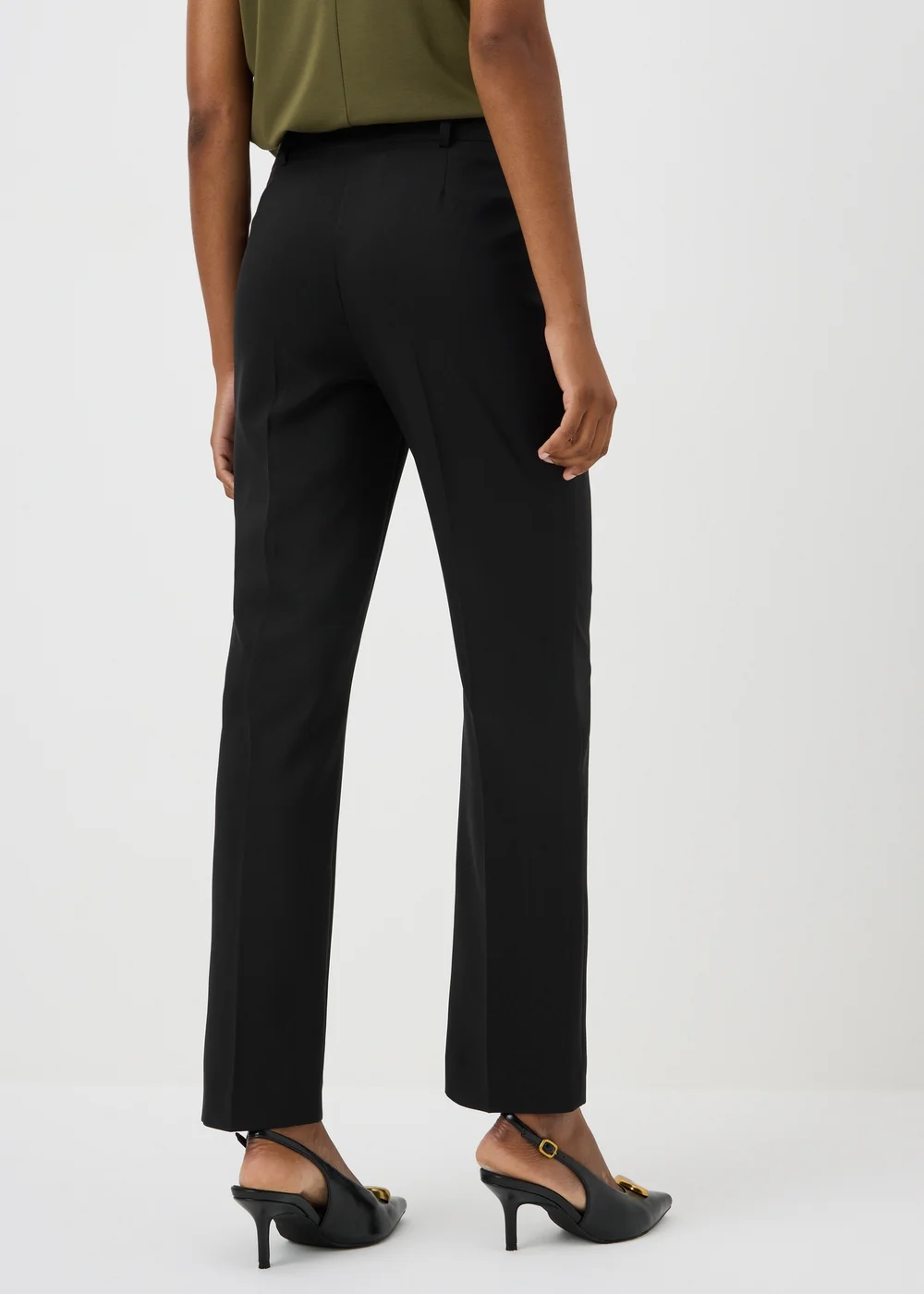 Black Straight Fit Trousers (Short) - 8 Image 2