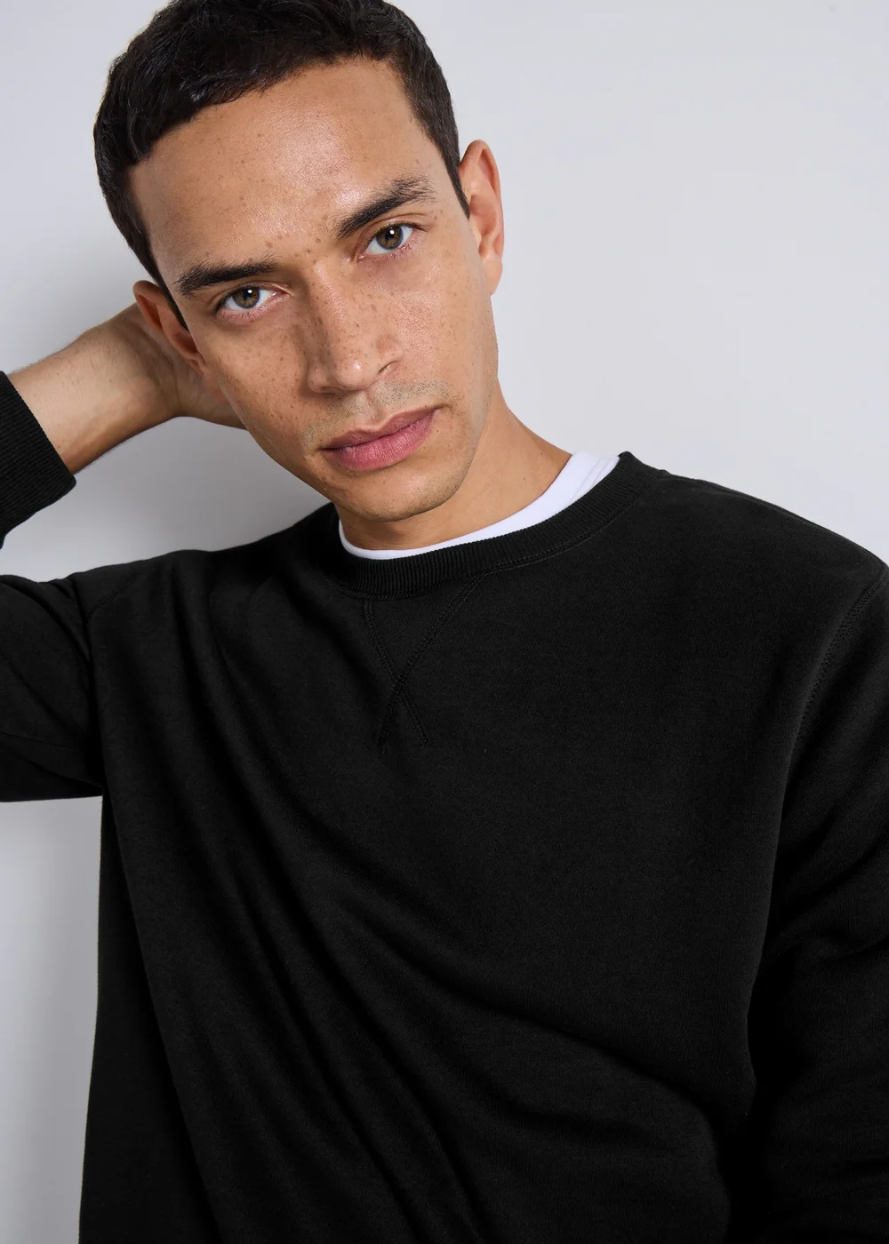 Black Essential Crew Neck Sweatshirt - S Image 3