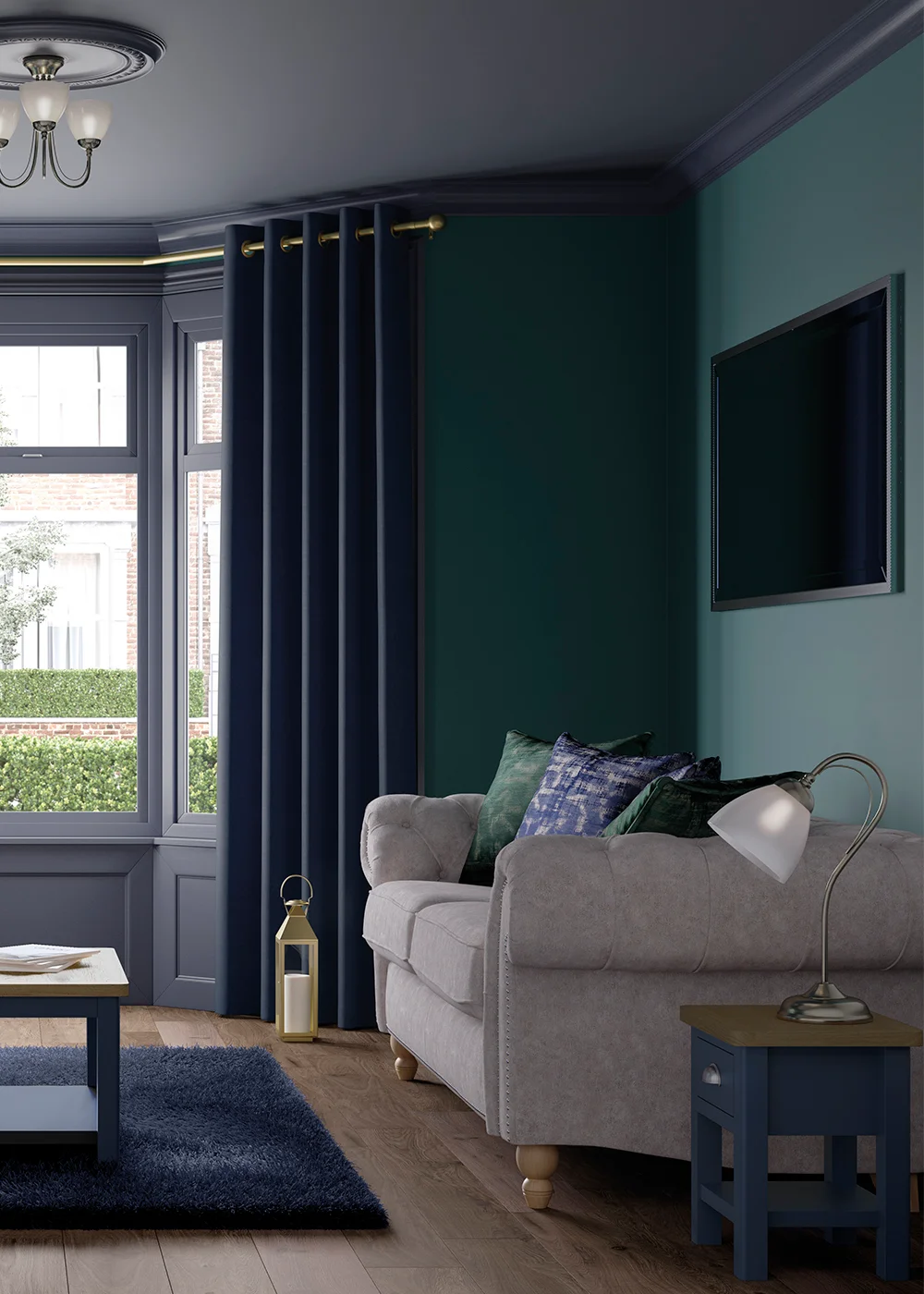 Blue Velvet Foil Cushion Image 2