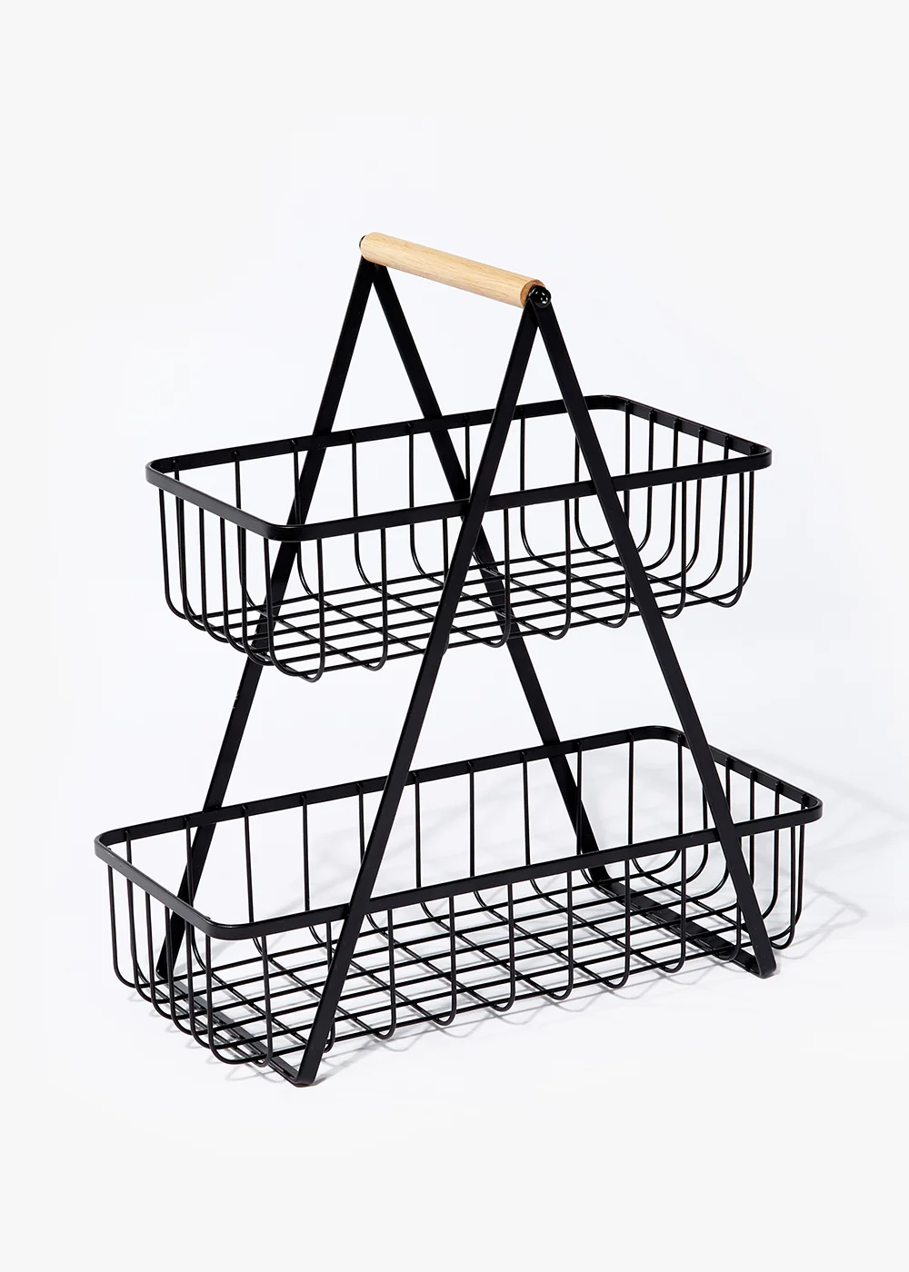 Black Wire Two Tier Storage Basket Image 1