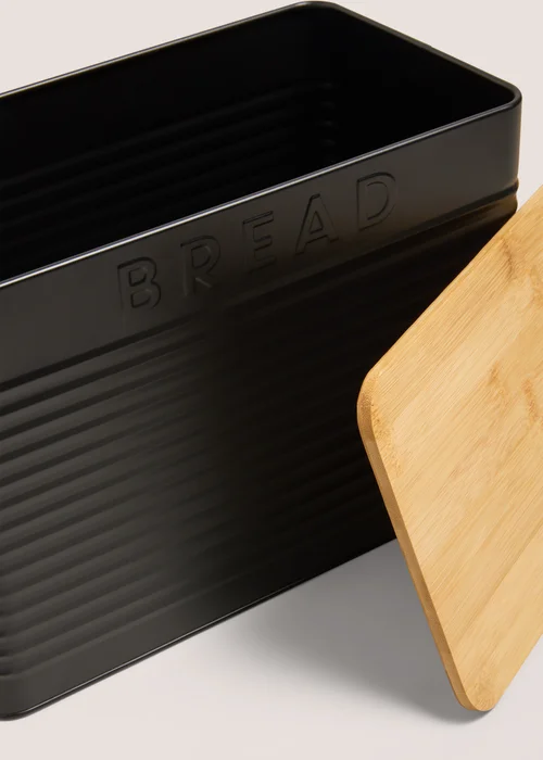 Black Metal Lidded Bread Bin Image 2