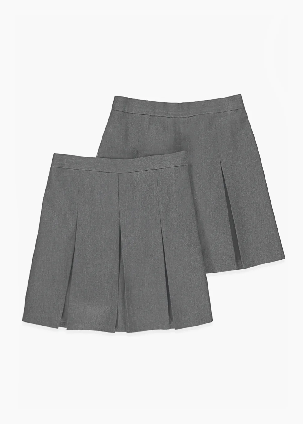 Girls 2 Pack Grey Plus Fit Box Pleat School Skirts (6-16yrs) - Age 6 Years Image 1