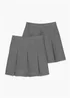 Girls 2 Pack Grey Plus Fit Box Pleat School Skirts (6-16yrs) - Age 6 Years Image 1