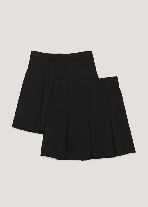 Girls 2 Pack Black Plus Fit Box Pleat School Skirt (6-16yrs) - Age 6 Years Image 1