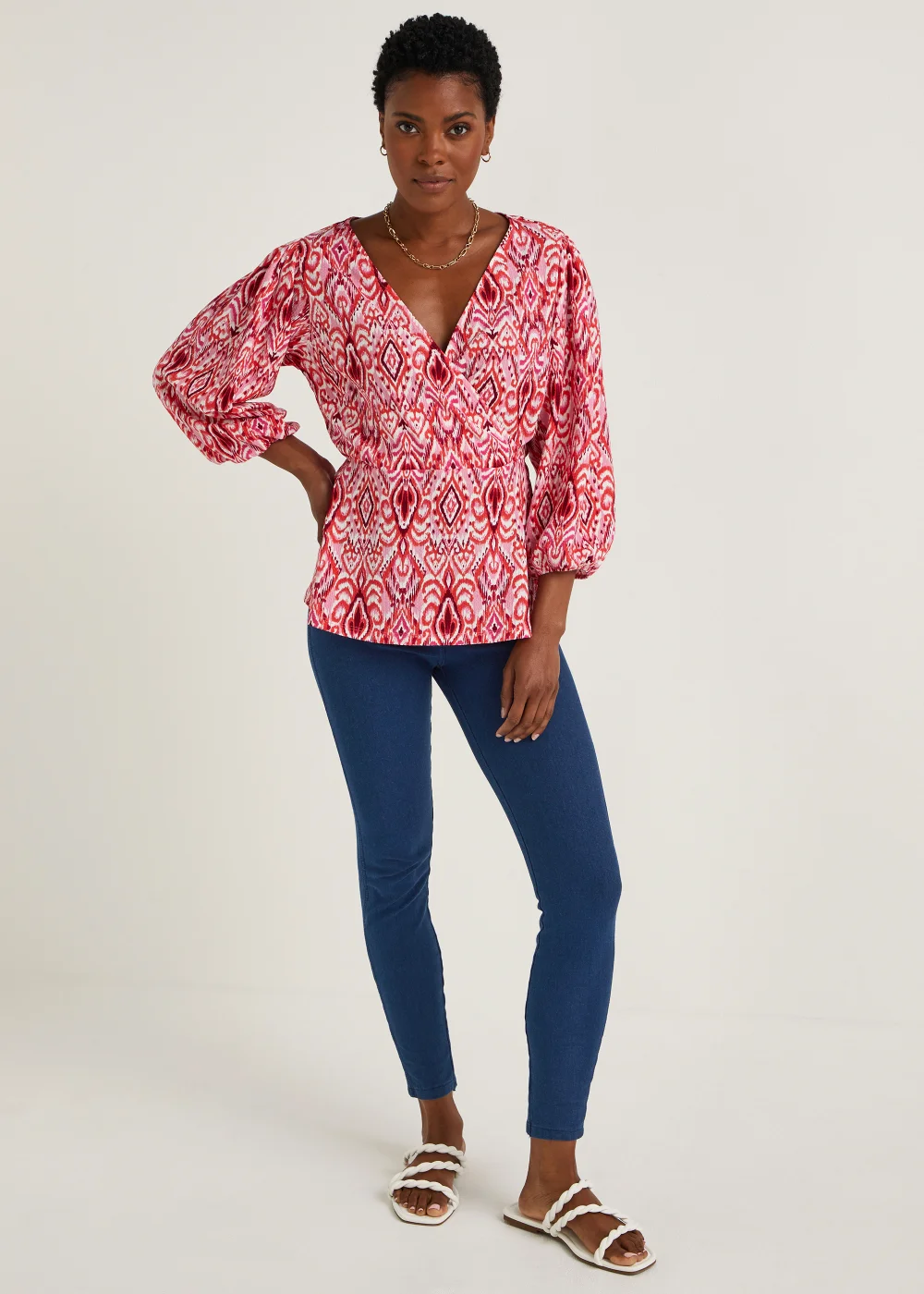 Blue Denim Look Ankle Length Leggings - 8 Image 1