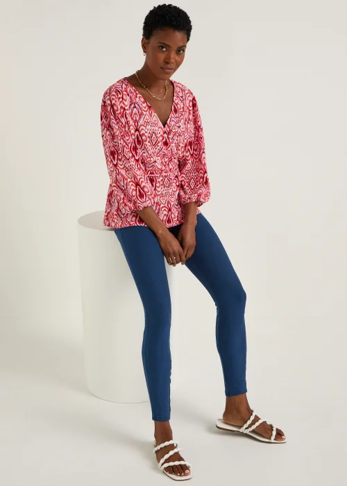 Blue Denim Look Ankle Length Leggings - 8 Image 4