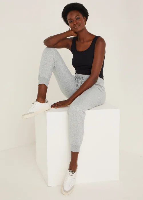 Grey Tapered Jogging Bottoms - Small Image 4