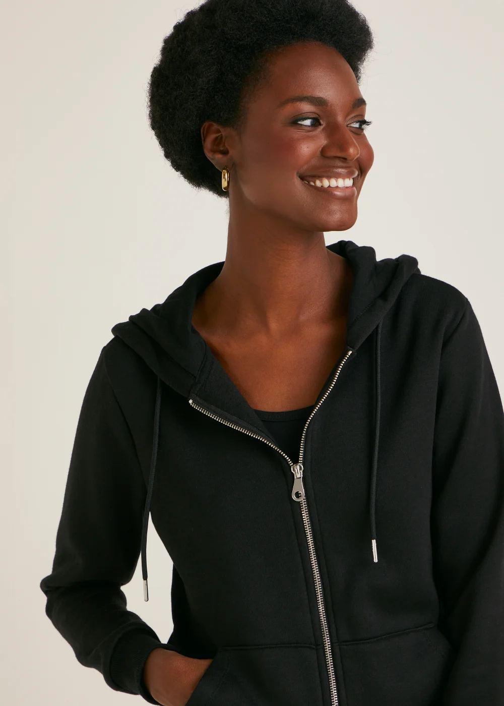 Black Zip Up Hoodie - L Image 3
