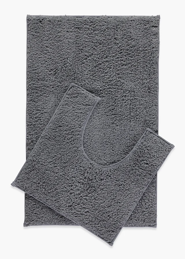 Grey Quick Dry Bath & Pedestal Mat