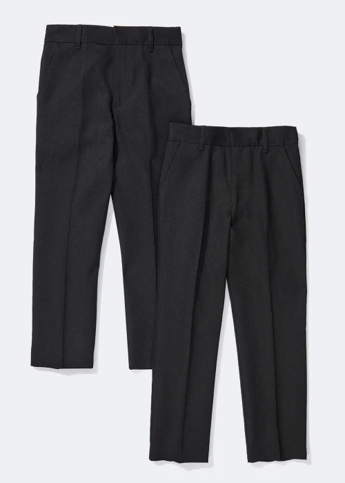 Boys 2 Pack Charcoal Slim Fit School Trousers (3-16yrs) - 7 Yrs Image 1