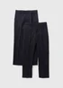Boys 2 Pack Navy Slim Fit School Trousers (3-14yrs) - Age 6 Years Image 1