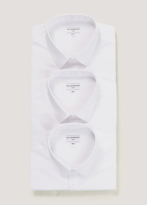 Taylor & Wright 3 Pack White Easy Care Slim Fit Shirts - 14 Collar Image 1