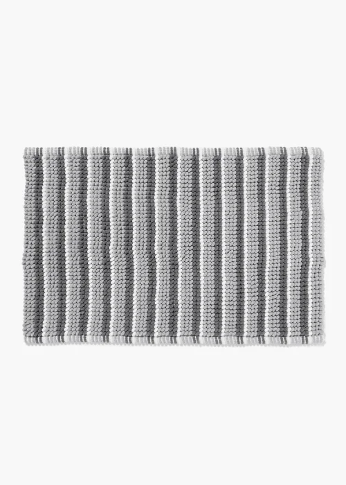 Grey Stripe Chenille Bath Mat Image 1