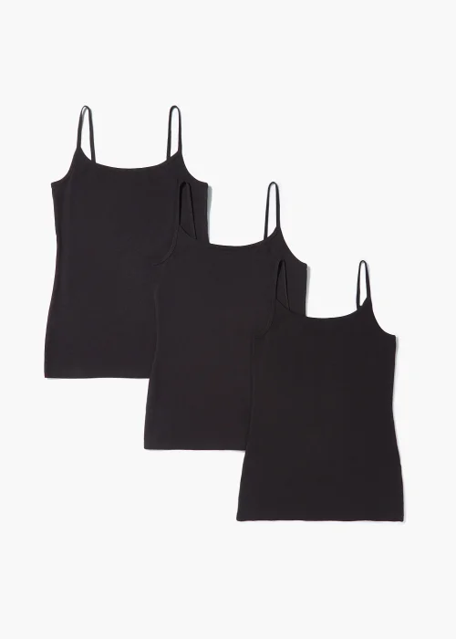 3 Pack Black Essential Cami Tops - Size 8 Image 1