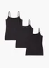 3 Pack Black Essential Cami Tops - Size 8 Image 1