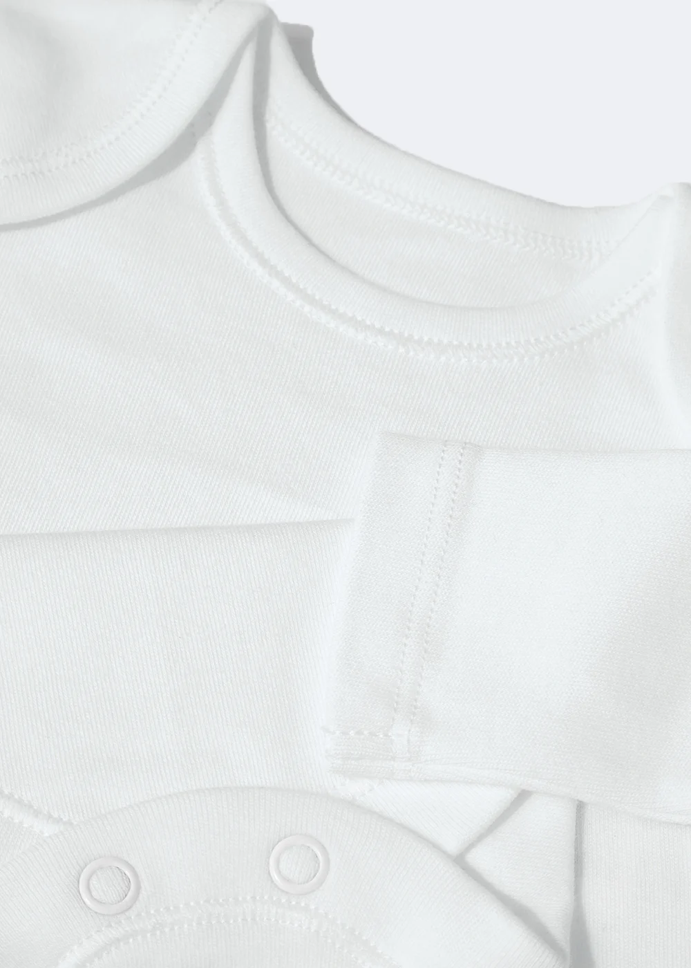 Baby 5 Pack White Long Sleeve Bodysuits (Tiny Baby-36mths) - First Size Image 2