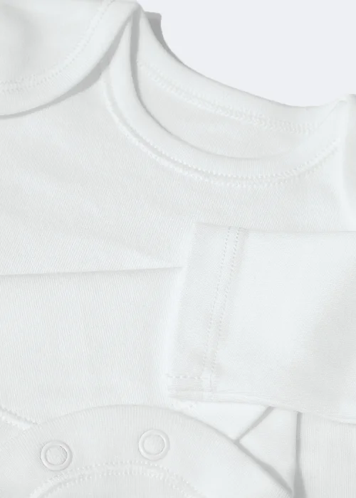 Baby 5 Pack White Long Sleeve Bodysuits (Tiny Baby-36mths) - First Size Image 2