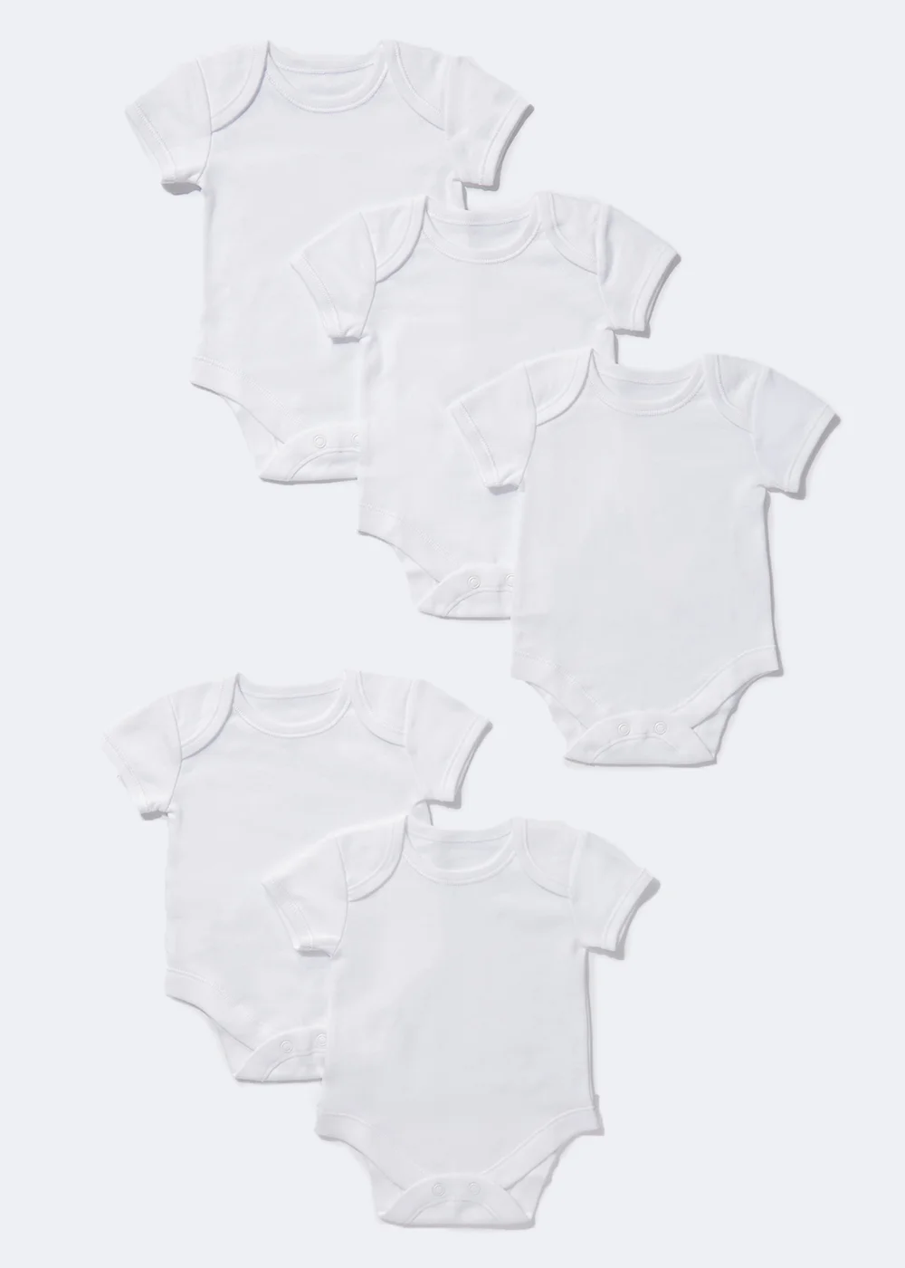 Baby 5 Pack White Bodysuits (Tiny Baby-36mths) - First Size Image 1