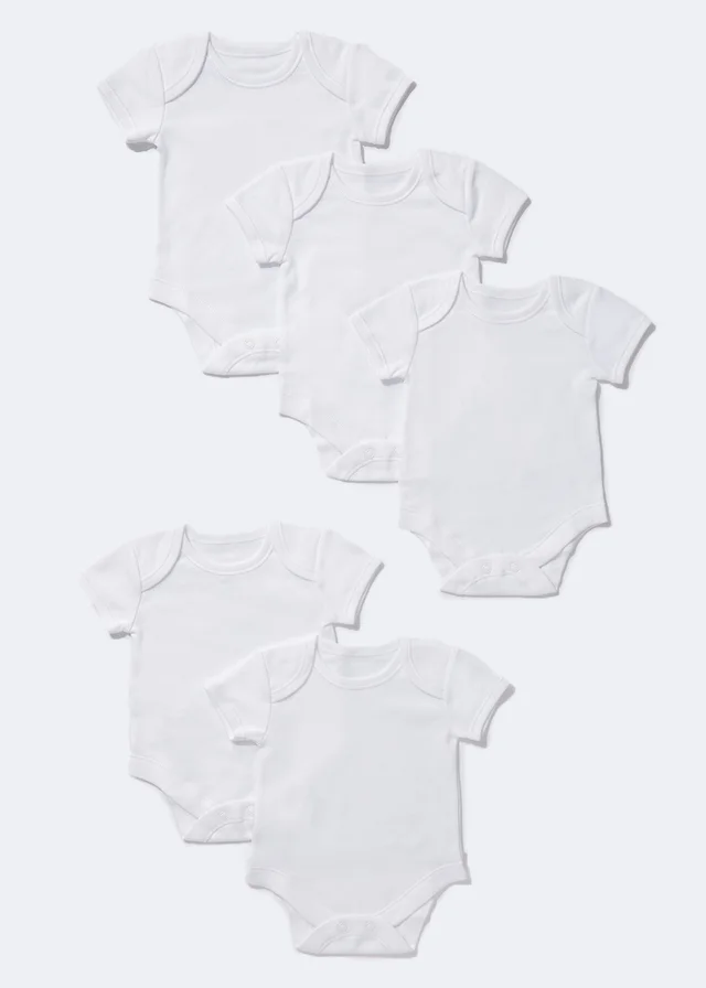 Baby 5 Pack White Bodysuits (Tiny Baby-23mths)