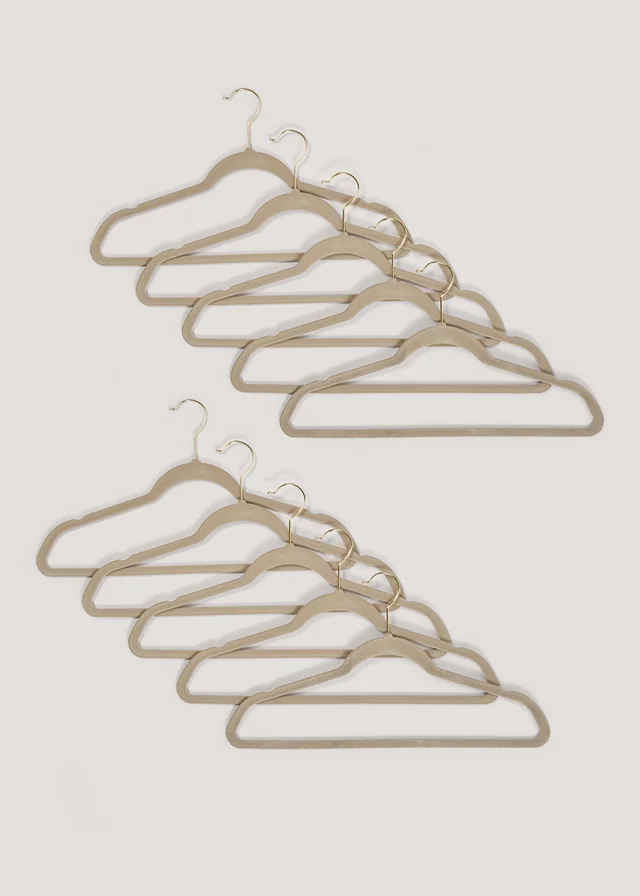 10 Pack Beige Velour Hangers