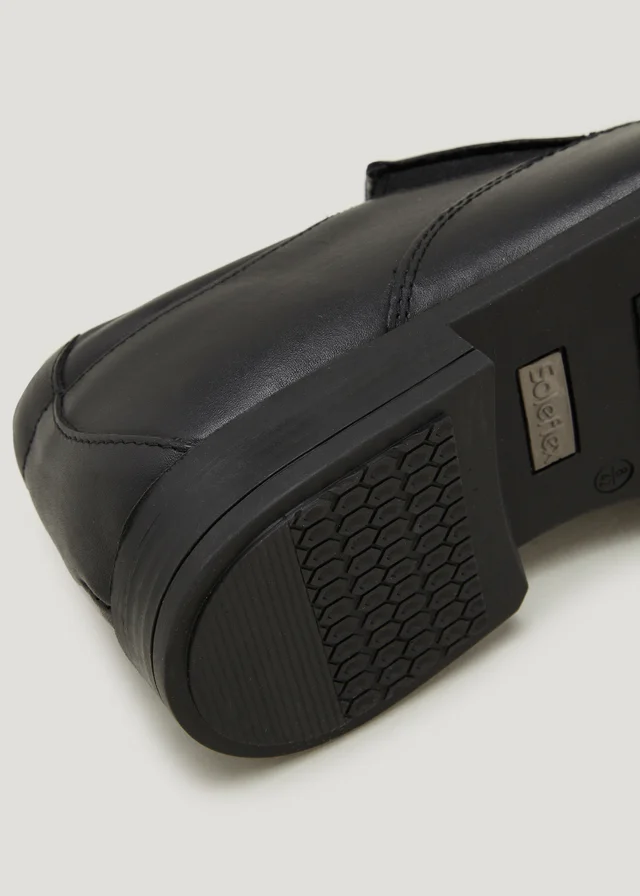 Soleflex Black Real Leather Apron Shoes