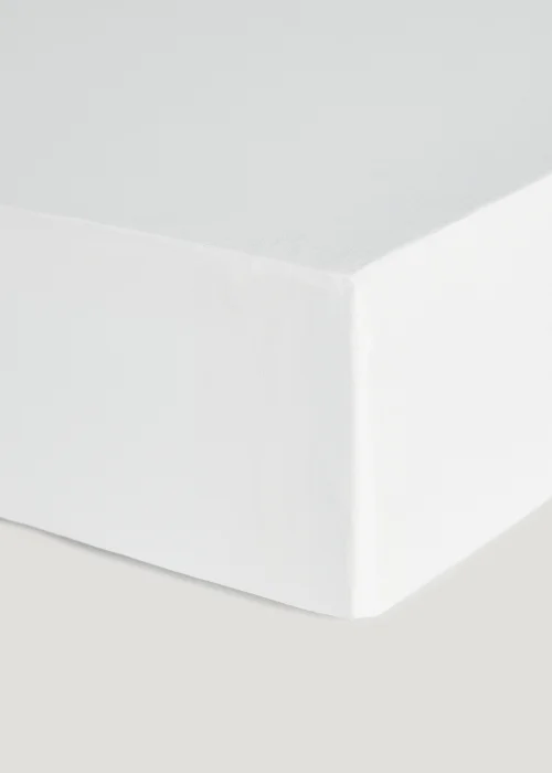 White Super Soft Fitted Bed Sheet & Pillowcase Bundle - Double Image 1