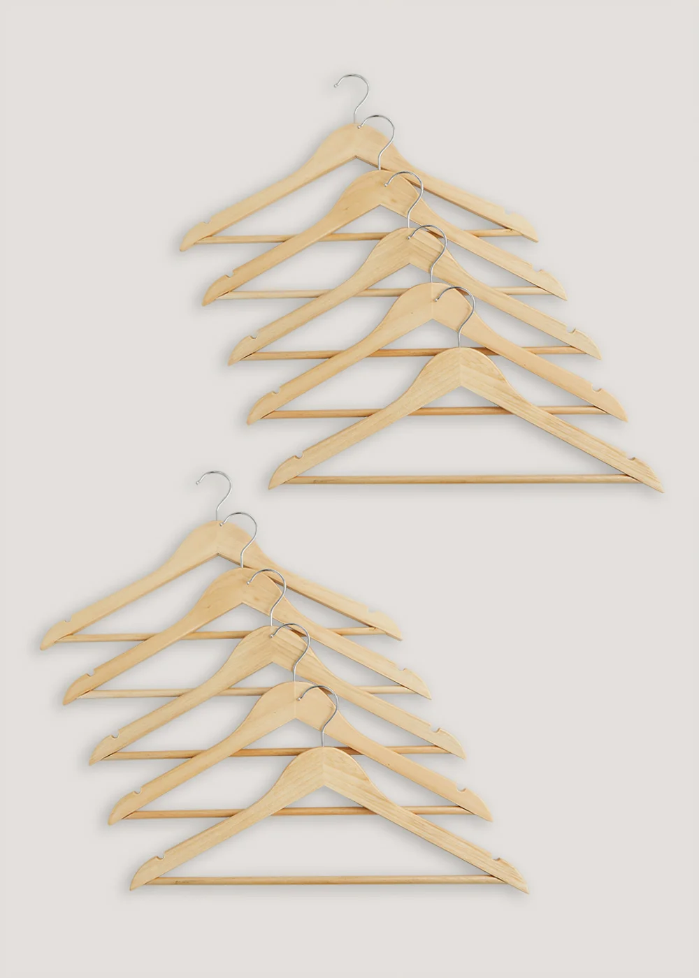 10 Pack Natural Wooden Hangers Image 1