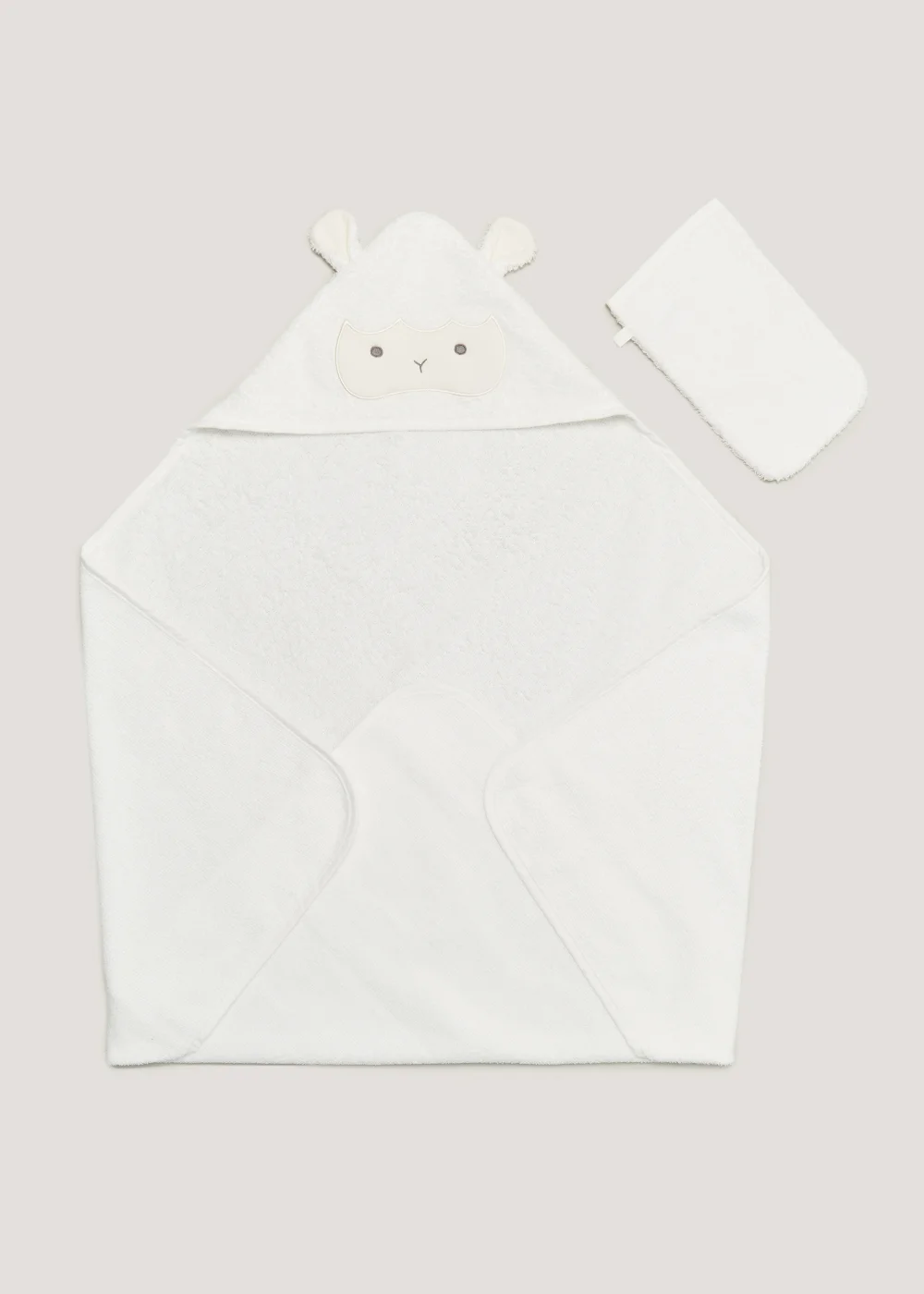 Cream Sheep Hooded Towel & Wash Mitt Set (One Size) - One Size Image 1