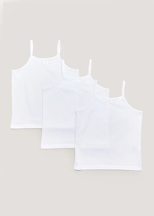 Girls 3 Pack White Cami Vests (2-13yrs) - Age 2 - 3 Years Image 1