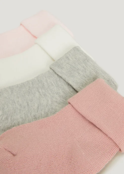 Unisex 4 Pack Pink Terry Tot Baby Socks (Newborn-12mths) - Newborn Image 2
