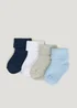 4 Pack Baby Blue Terry Socks (Newborn-12mths) - Newborn Image 1