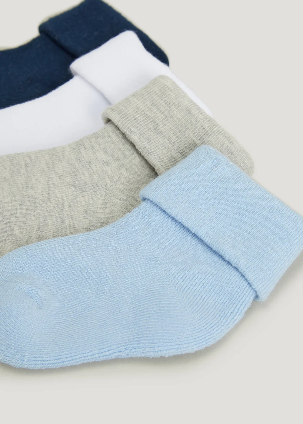 4 Pack Baby Blue Terry Socks (Newborn-12mths) - Newborn Image 2