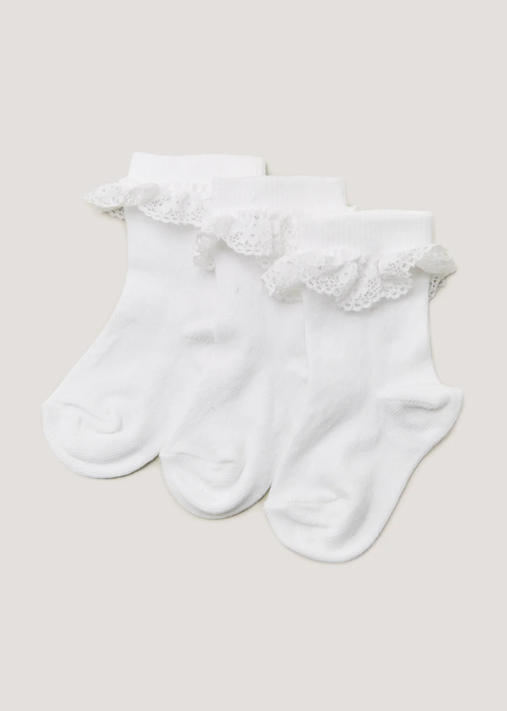 3 Pack White Frill Baby Socks (Newborn-12mths) - Up to 1 Month Image 1