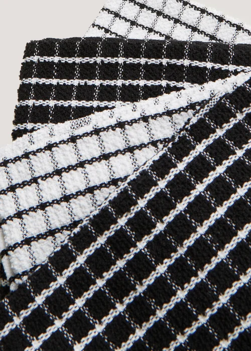 4 Pack Black Check Terry Tea Towels Image 2