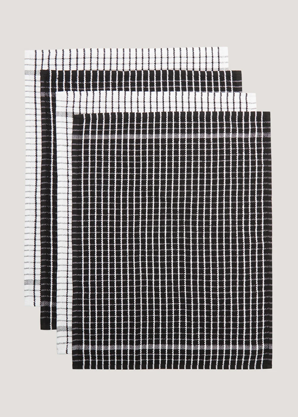 4 Pack Black Check Terry Tea Towels Image 1