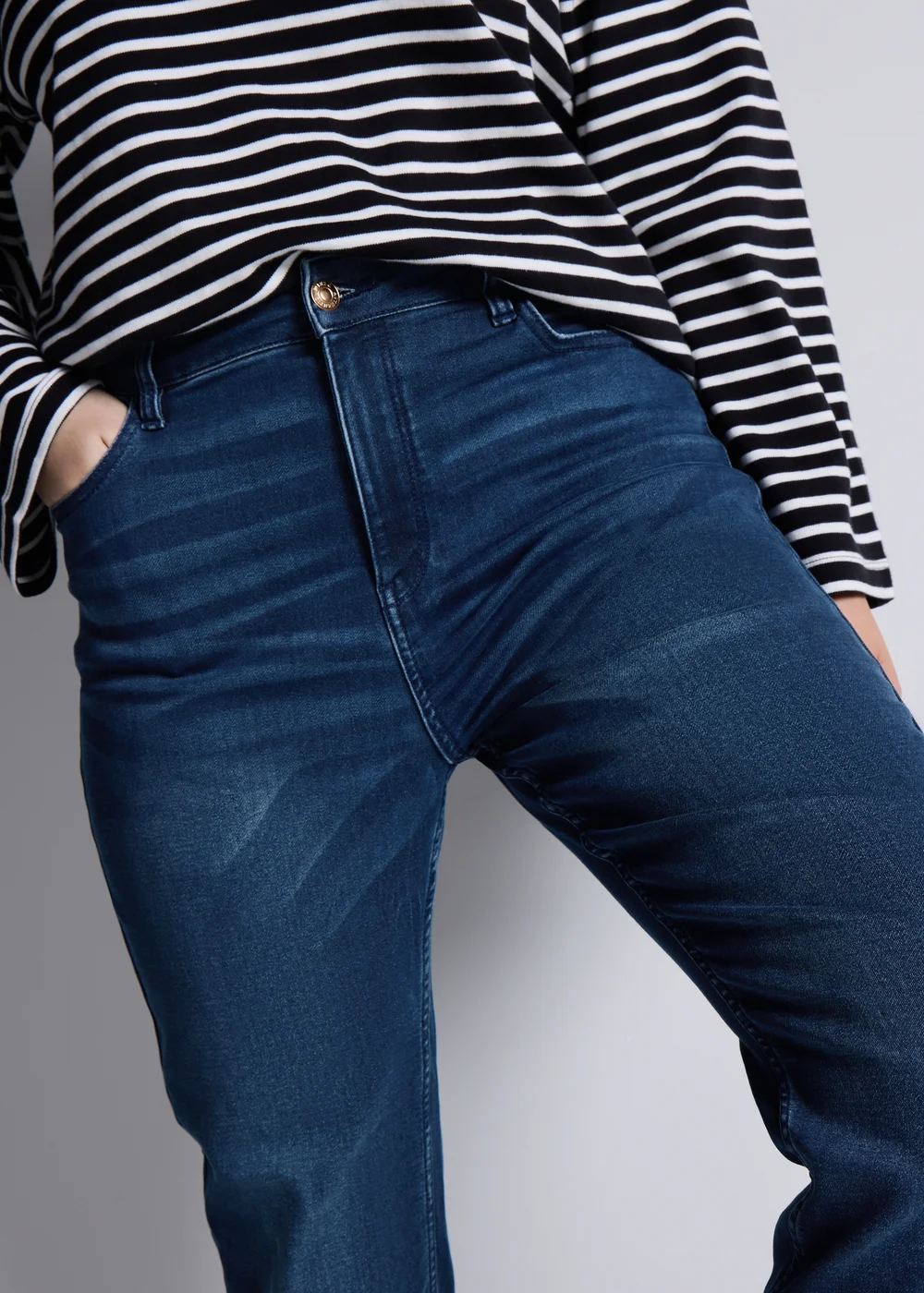 Dark Wash Stretch High Rise Slim Jeans - 8 Image 3