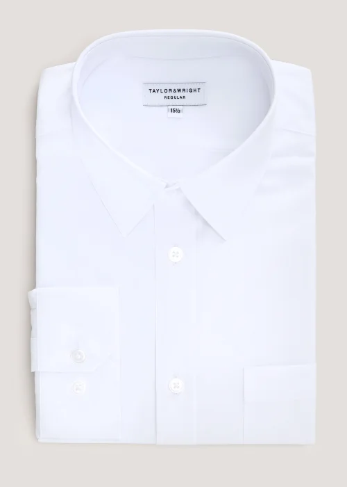 Taylor & Wright White Easy Care Regular Fit Long Sleeve Shirt - 14.5 Collar Image 4
