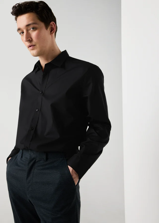 Taylor & Wright Black Easy Care Regular Fit Shirt