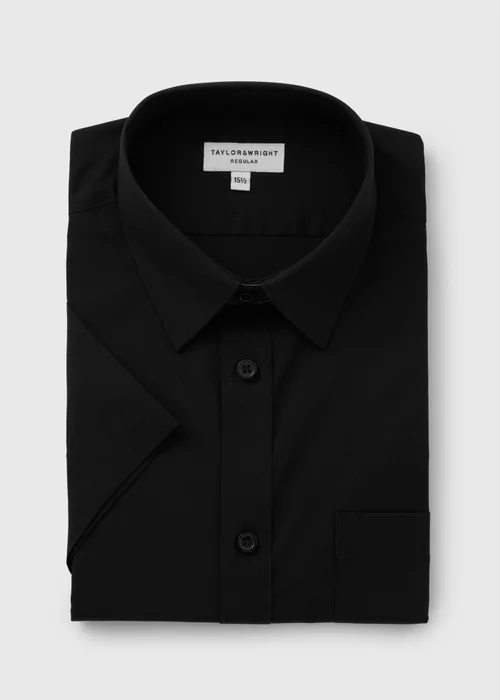 Taylor & Wright Black Easy Care Short Sleeve Shirt - 14.5 Collar Image 4