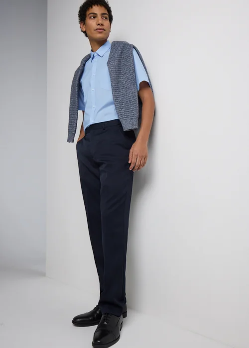 Taylor & Wright Blue Easy Care Regular Fit Short Sleeve Shirt - 14.5 Collar Image 2