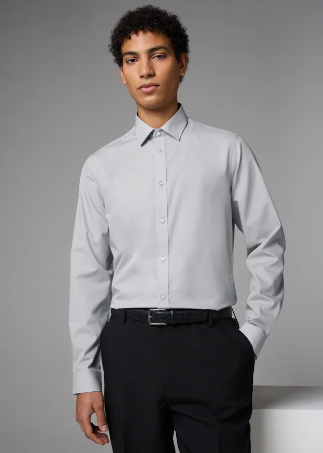 Taylor & Wright Grey Easy Care Slim Fit Shirt